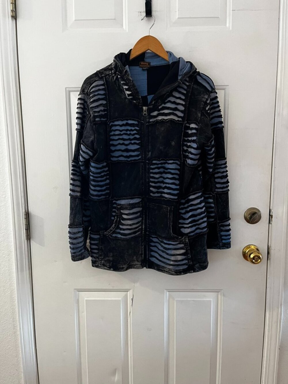 Y2K Rising International Woman's Boho Textured Patchwork Sweatshirt Sz XL